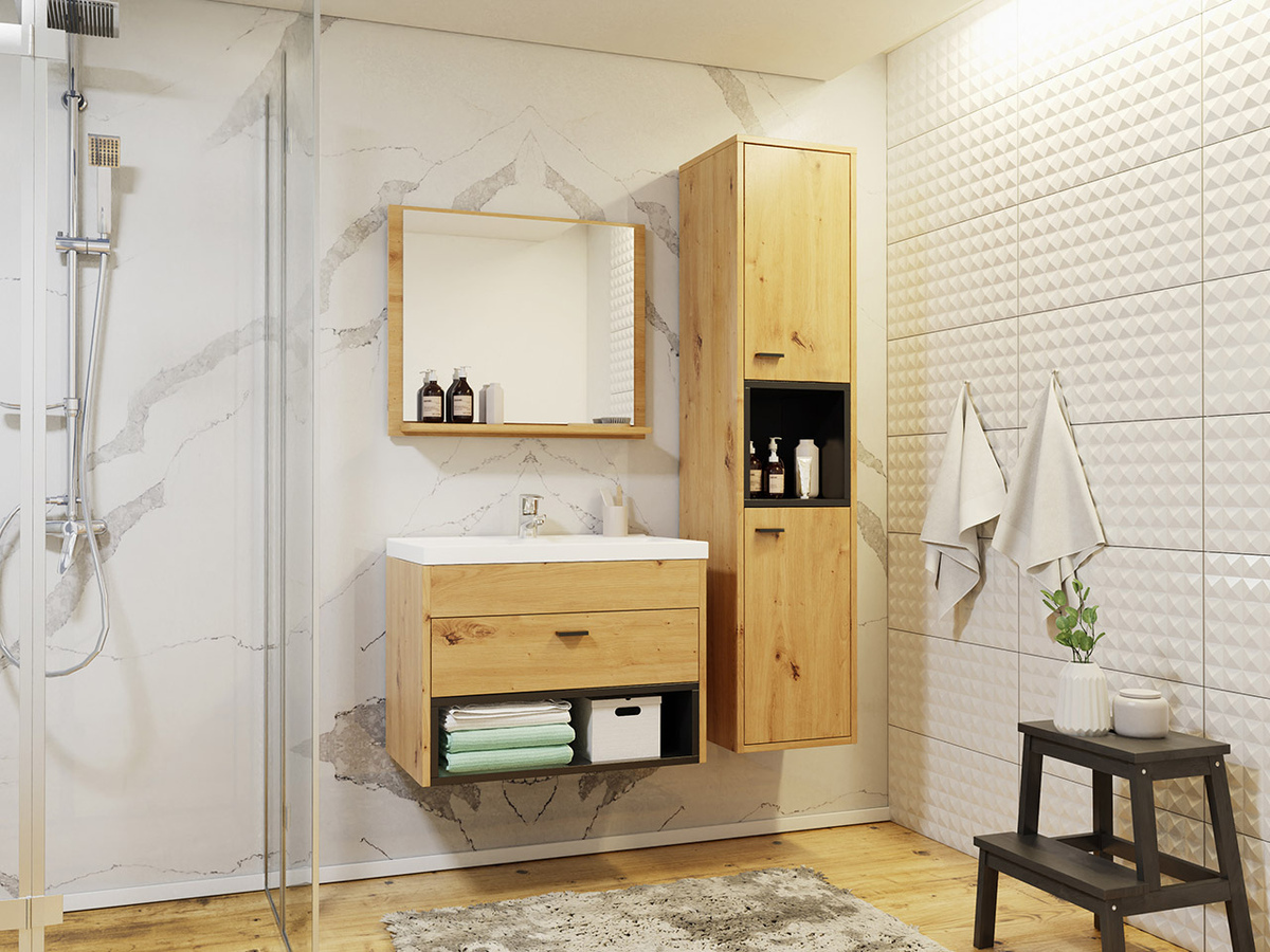 Ensemble de salle de bain Velum I (Chêne Artisan + Noir)