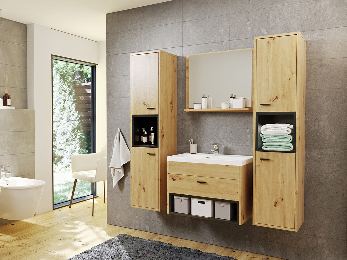 Ensemble de salle de bain Velum II (Chêne Artisan + Noir)