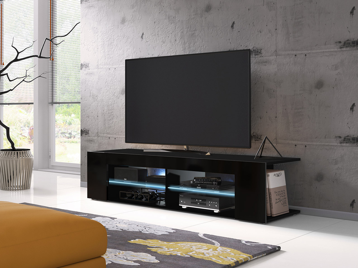 Meuble TV Ver (Noir + Noir brillant)
