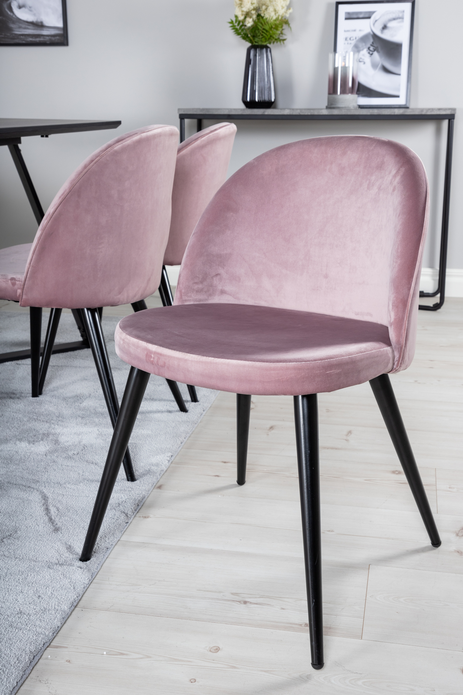 Salle à manger complète Dallas 360 (Rose + Noir)