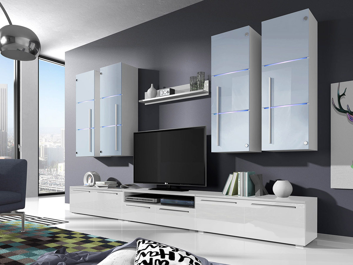 Ensemble de salon Flos (Blanc + Blanc brillant)