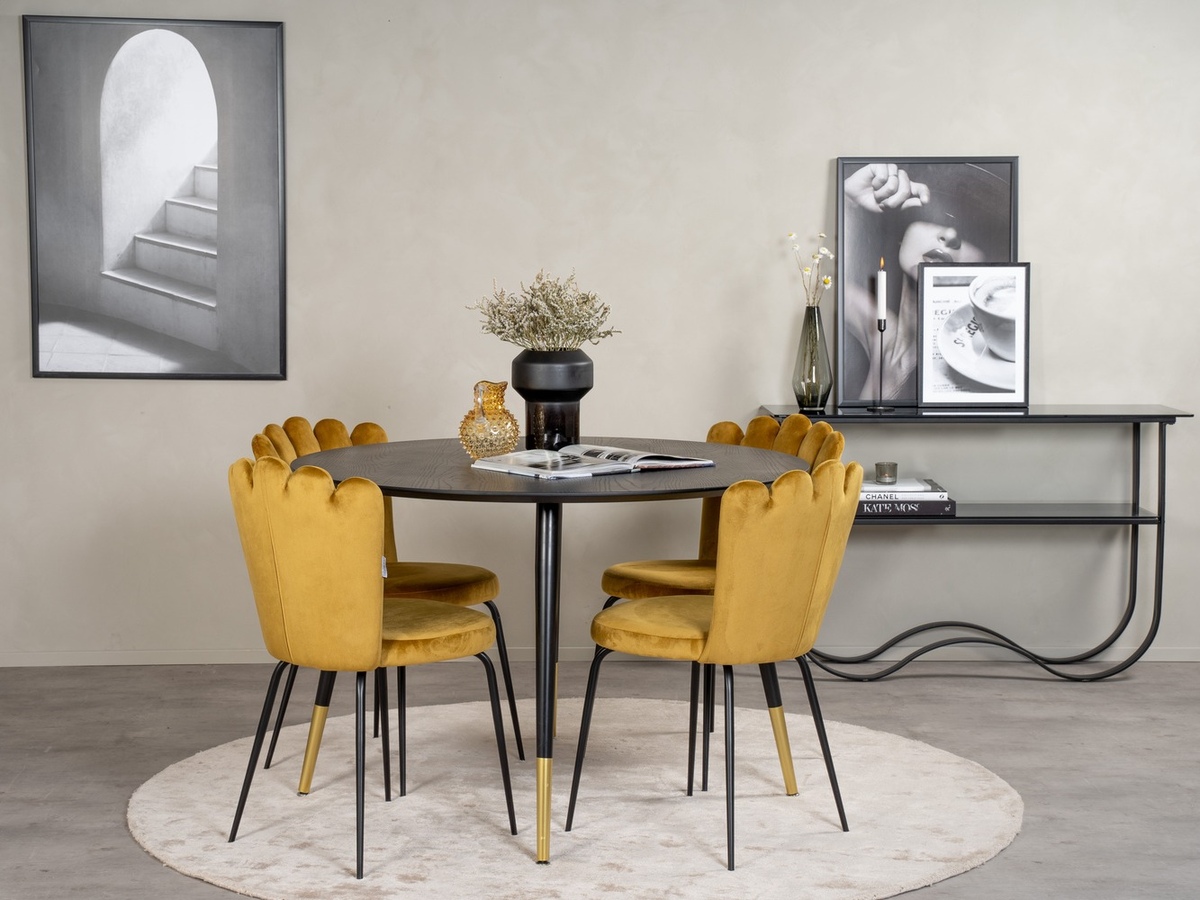Salle à manger complète Dallas 1177 (Jaune + Noir)
