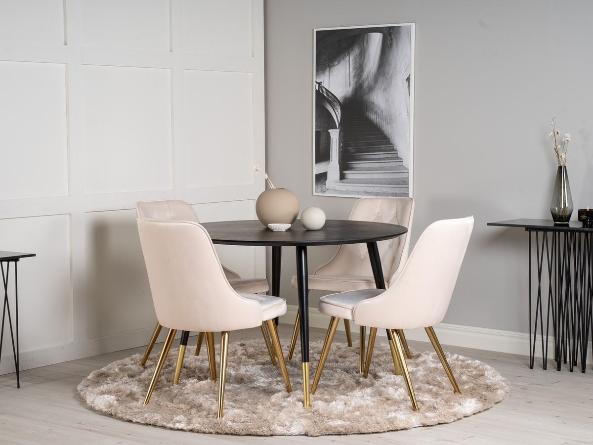 Salle à manger complète Dallas 1178 (Beige + Doré)