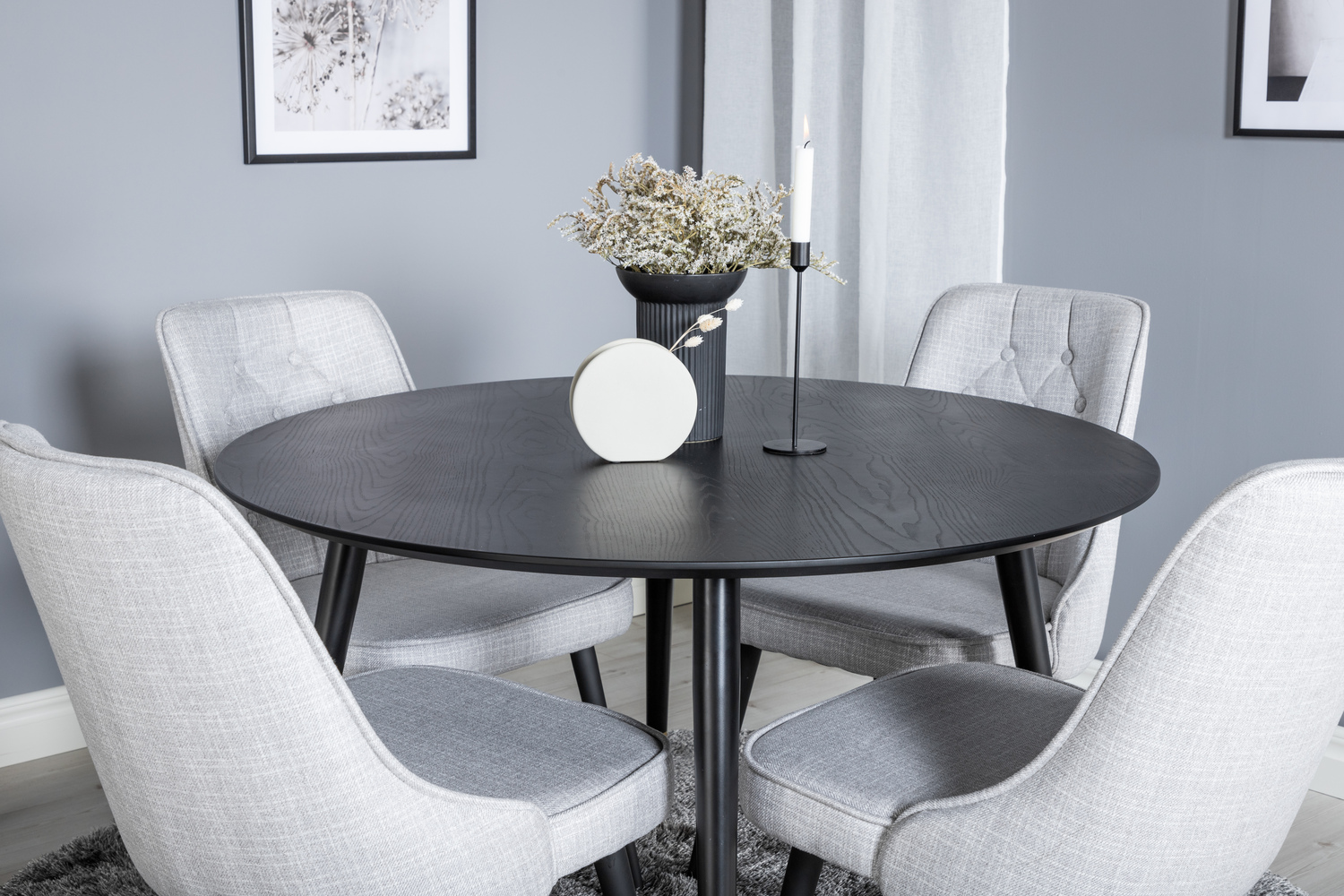 Salle à manger complète Dallas 1178 (Gris + Noir)