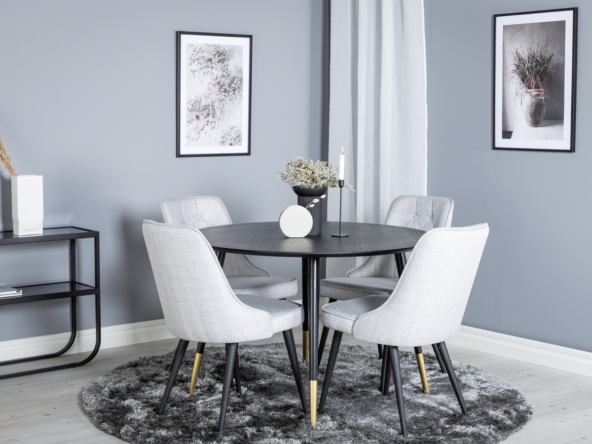 Salle à manger complète Dallas 1178 (Gris + Noir)