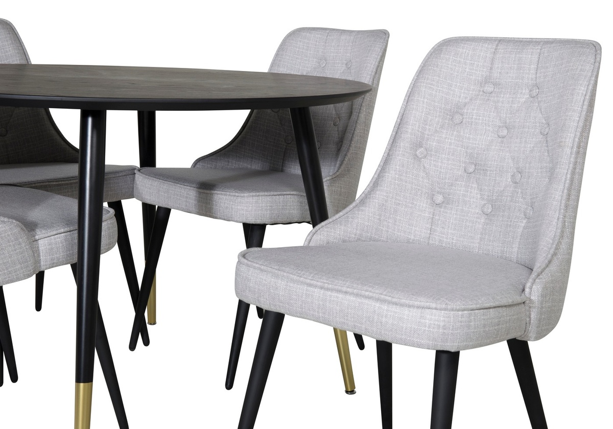 Salle à manger complète Dallas 1178 (Gris + Noir)