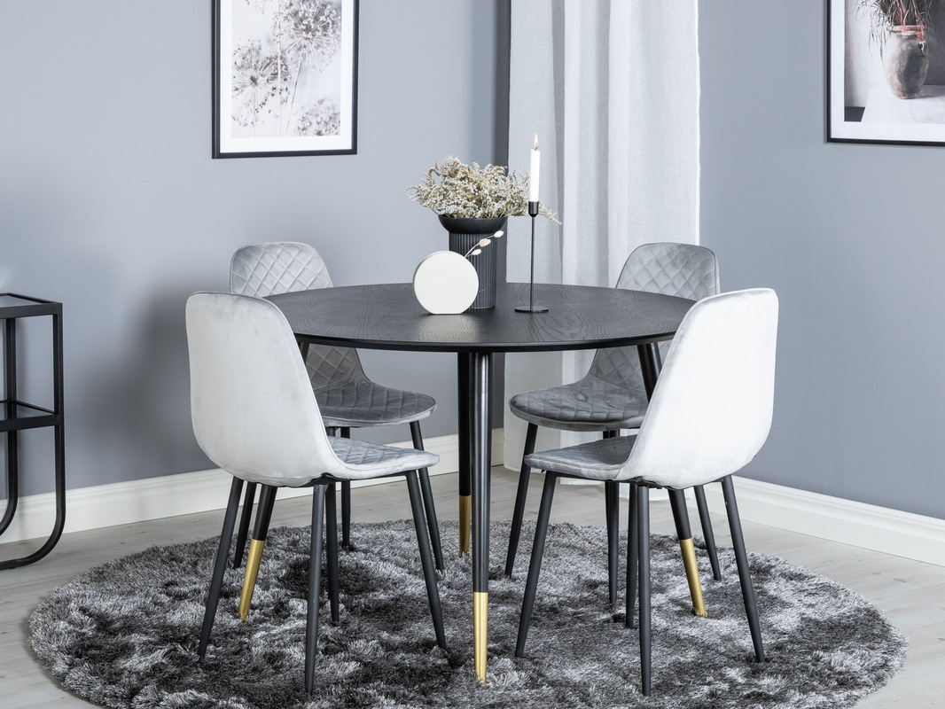 Salle à manger complète Dallas 1183 (Gris + Noir)