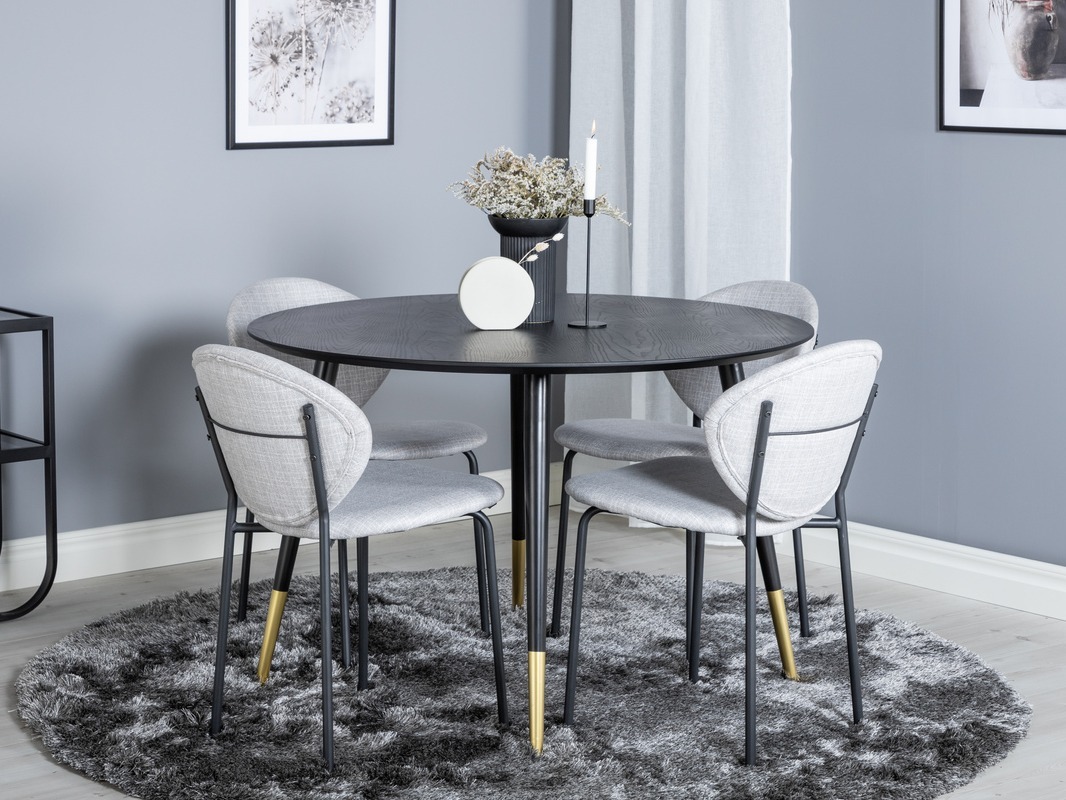 Salle à manger complète Dallas 1186 (Gris + Noir)