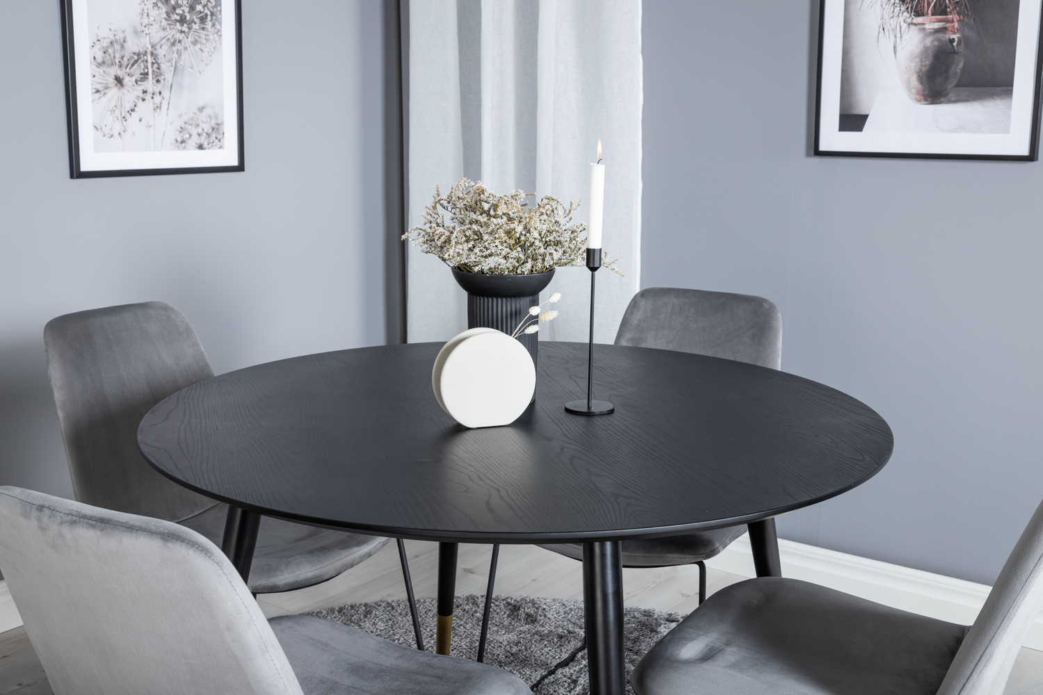 Salle à manger complète Dallas 1189 (Gris + Noir)