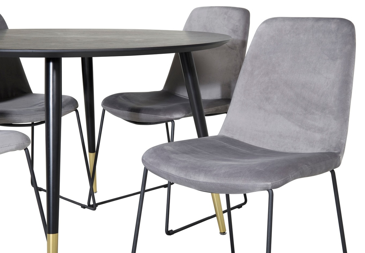 Salle à manger complète Dallas 1189 (Gris + Noir)