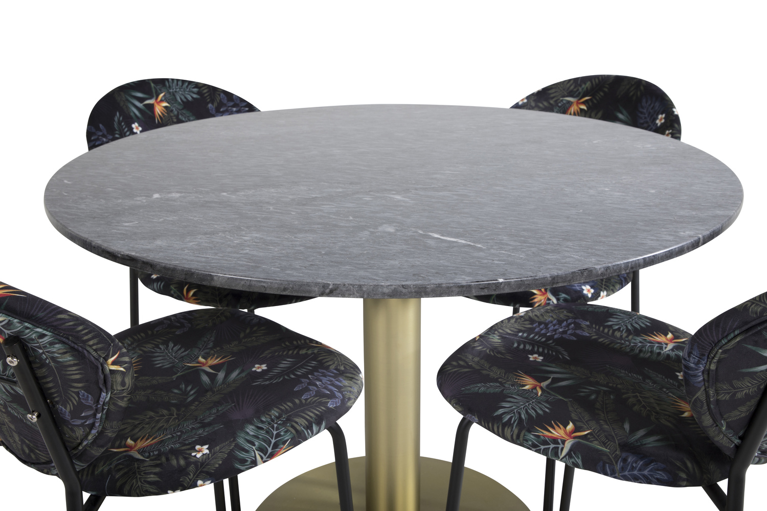 Salle à manger complète Dallas 1209 (Motif floral + Noir)
