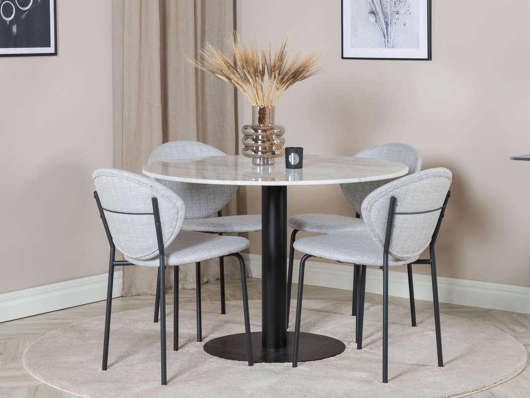 Salle à manger complète Dallas 1298 (Gris + Noir)