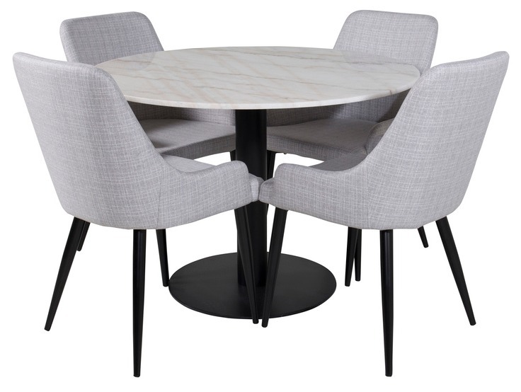 Salle à manger complète Dallas 1300 (Gris clair + Noir)