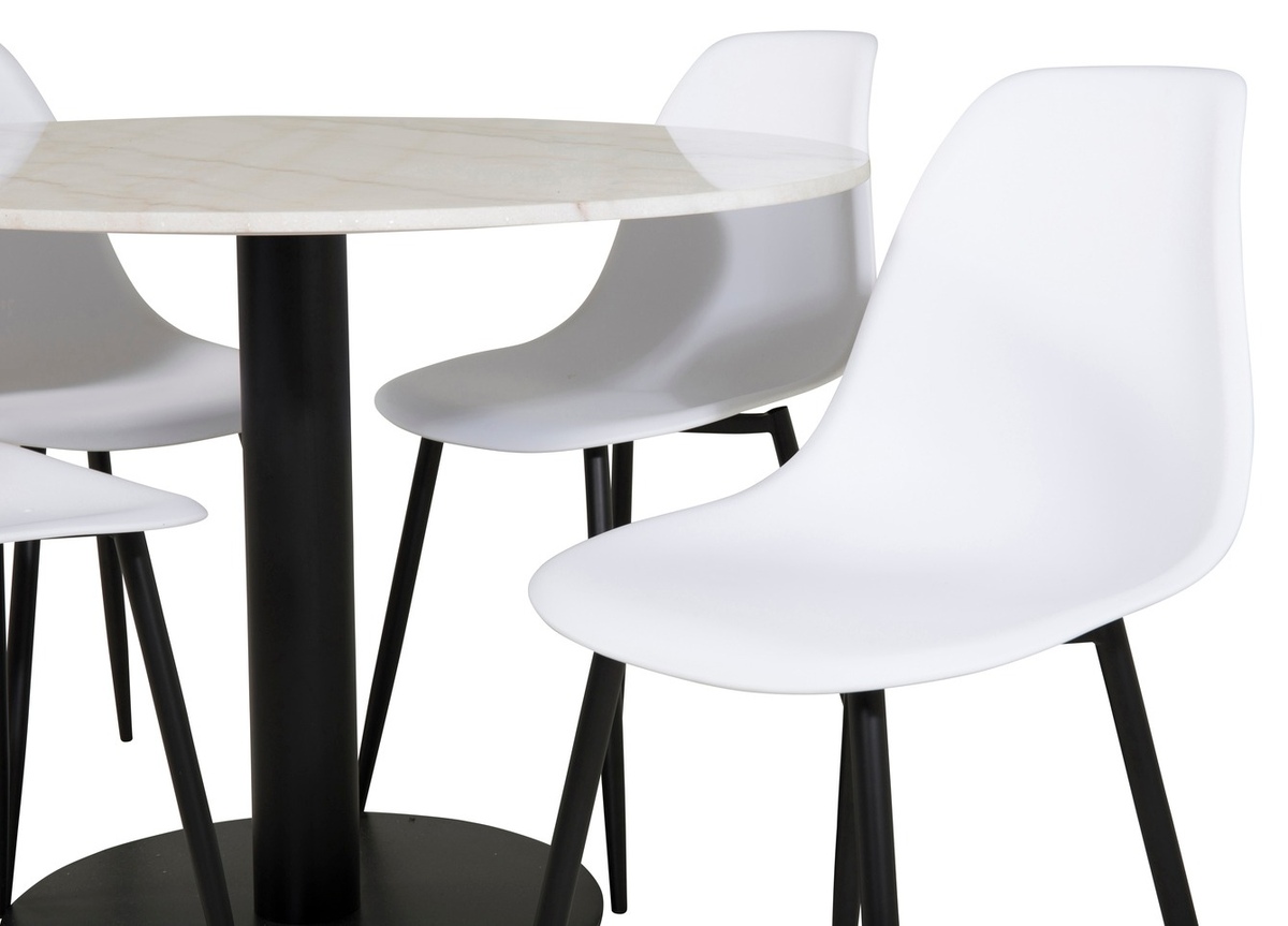 Salle à manger complète Dallas 1304 (Blanc + Noir)