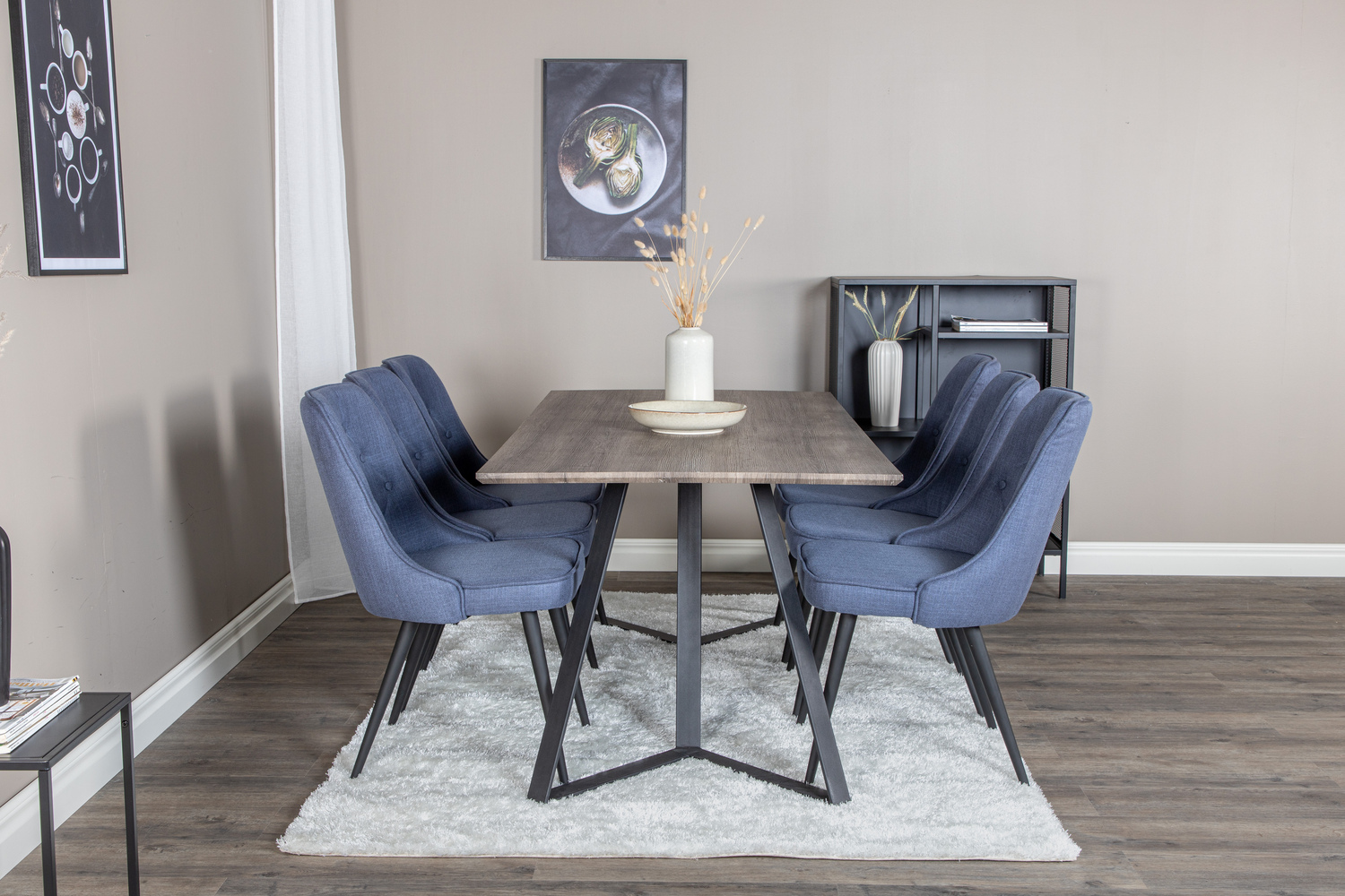 Salle à manger complète Dallas 1347 (Bleu + Noir)