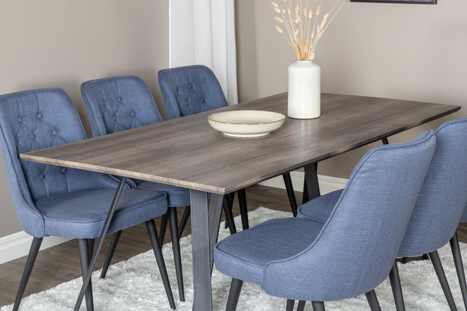 Salle à manger complète Dallas 1347 (Bleu + Noir)