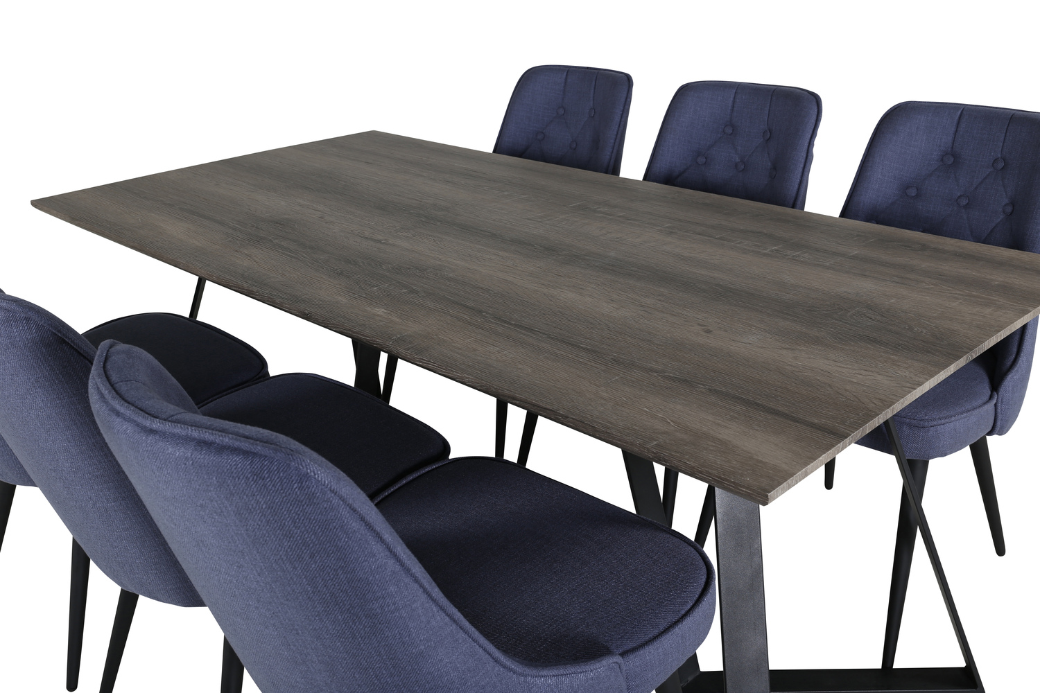 Salle à manger complète Dallas 1347 (Bleu + Noir)