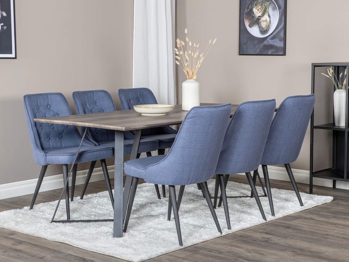 Salle à manger complète Dallas 1347 (Bleu + Noir)