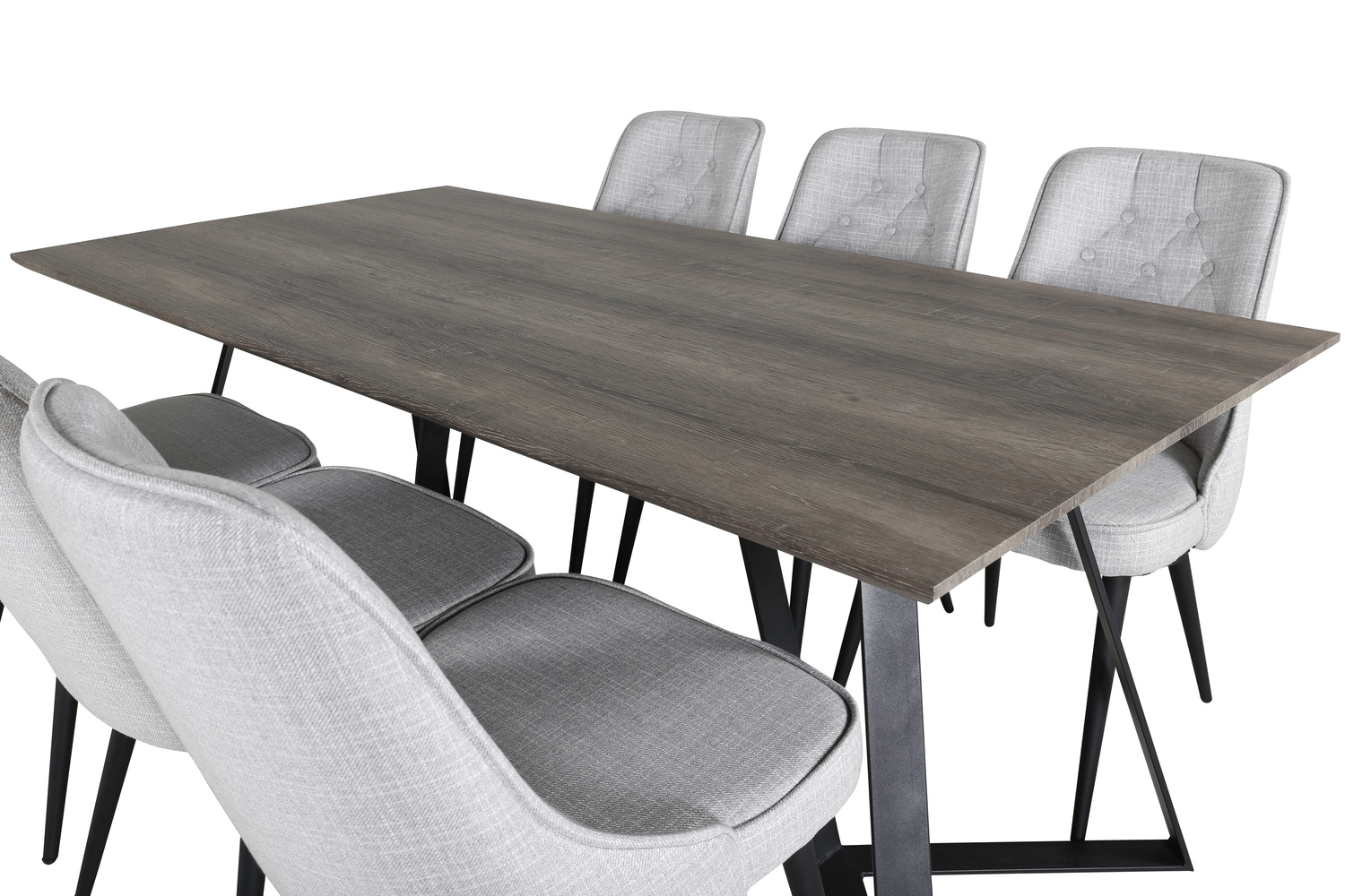 Salle à manger complète Dallas 1347 (Gris + Noir)