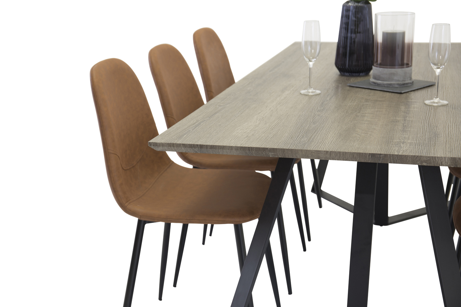 Salle à manger complète Dallas 1353 (Marron + Noir)