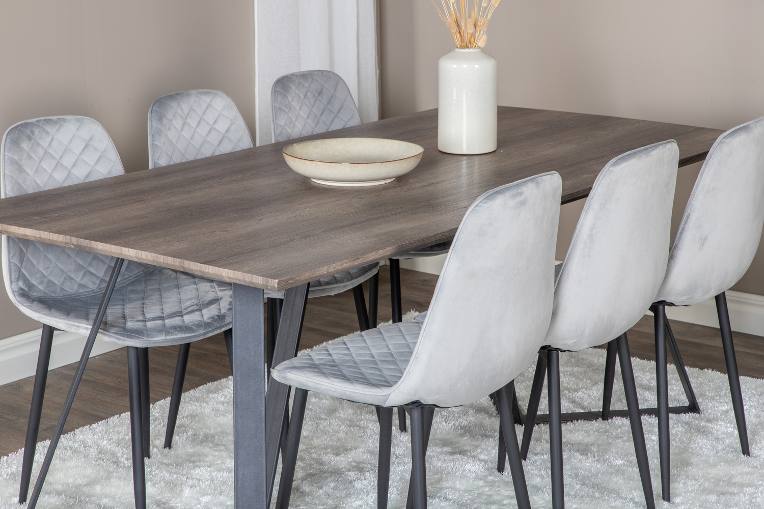 Salle à manger complète Dallas 1357 (Gris + Noir)