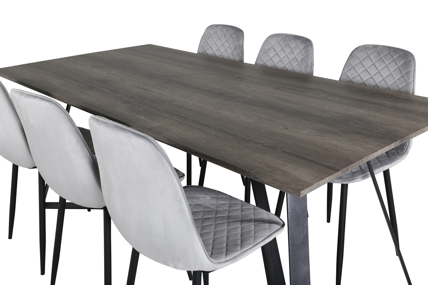 Salle à manger complète Dallas 1357 (Gris + Noir)