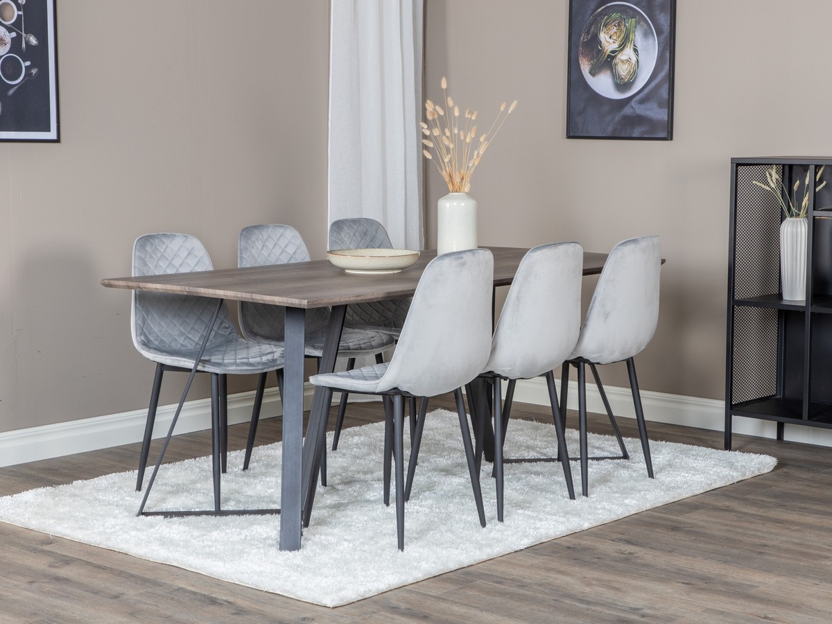 Salle à manger complète Dallas 1357 (Gris + Noir)