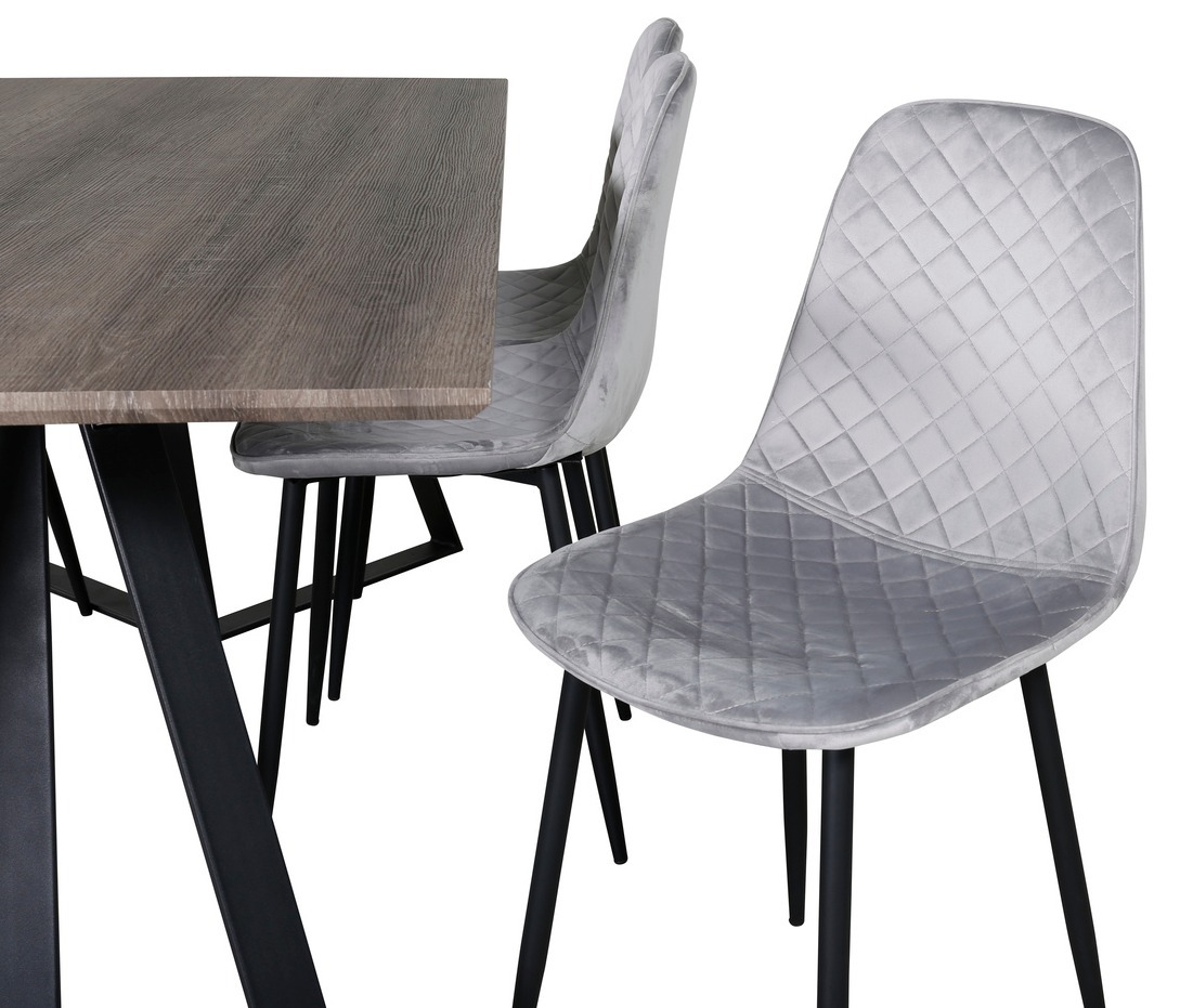 Salle à manger complète Dallas 1357 (Gris + Noir)