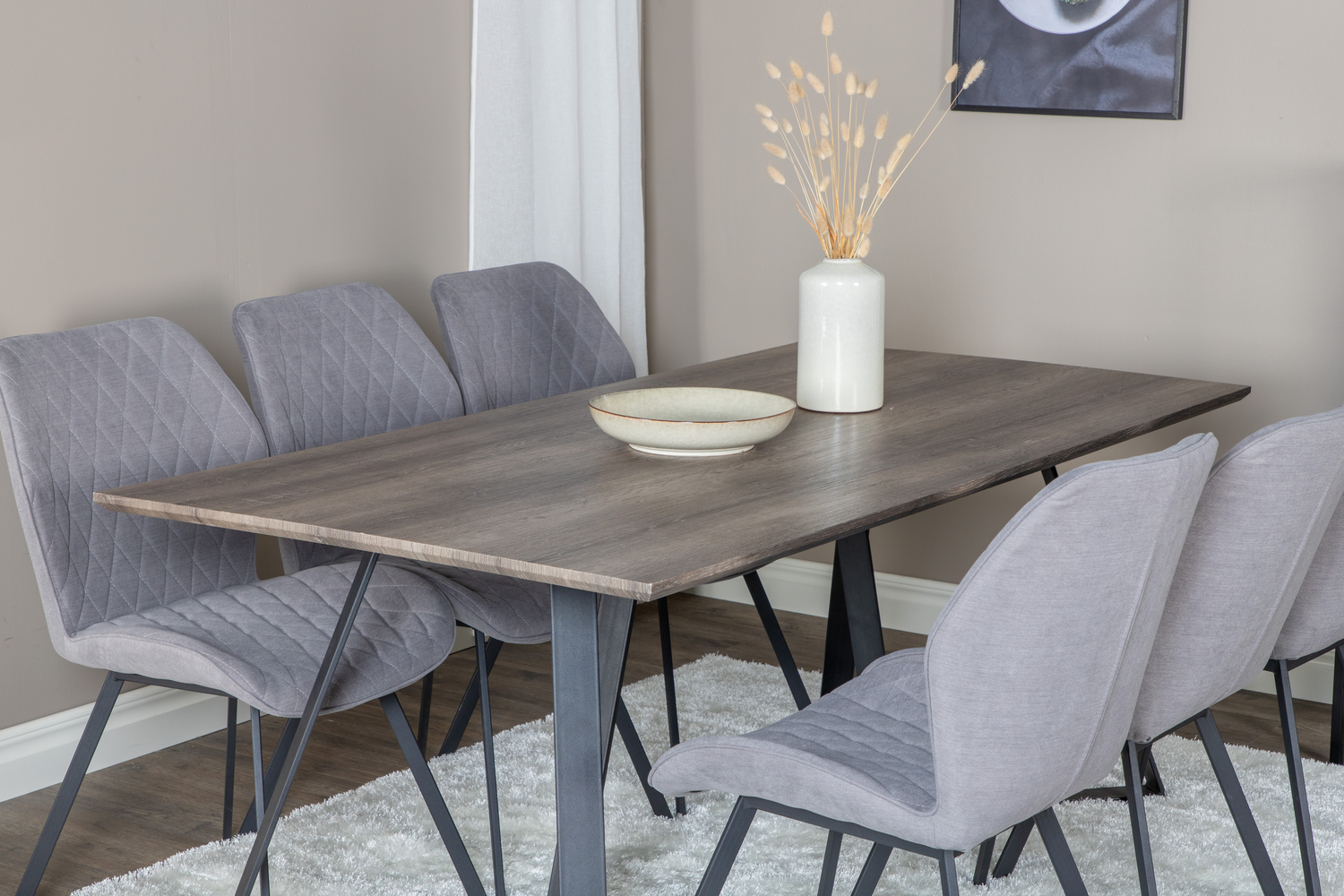 Salle à manger complète Dallas 1359 (Gris + Noir)