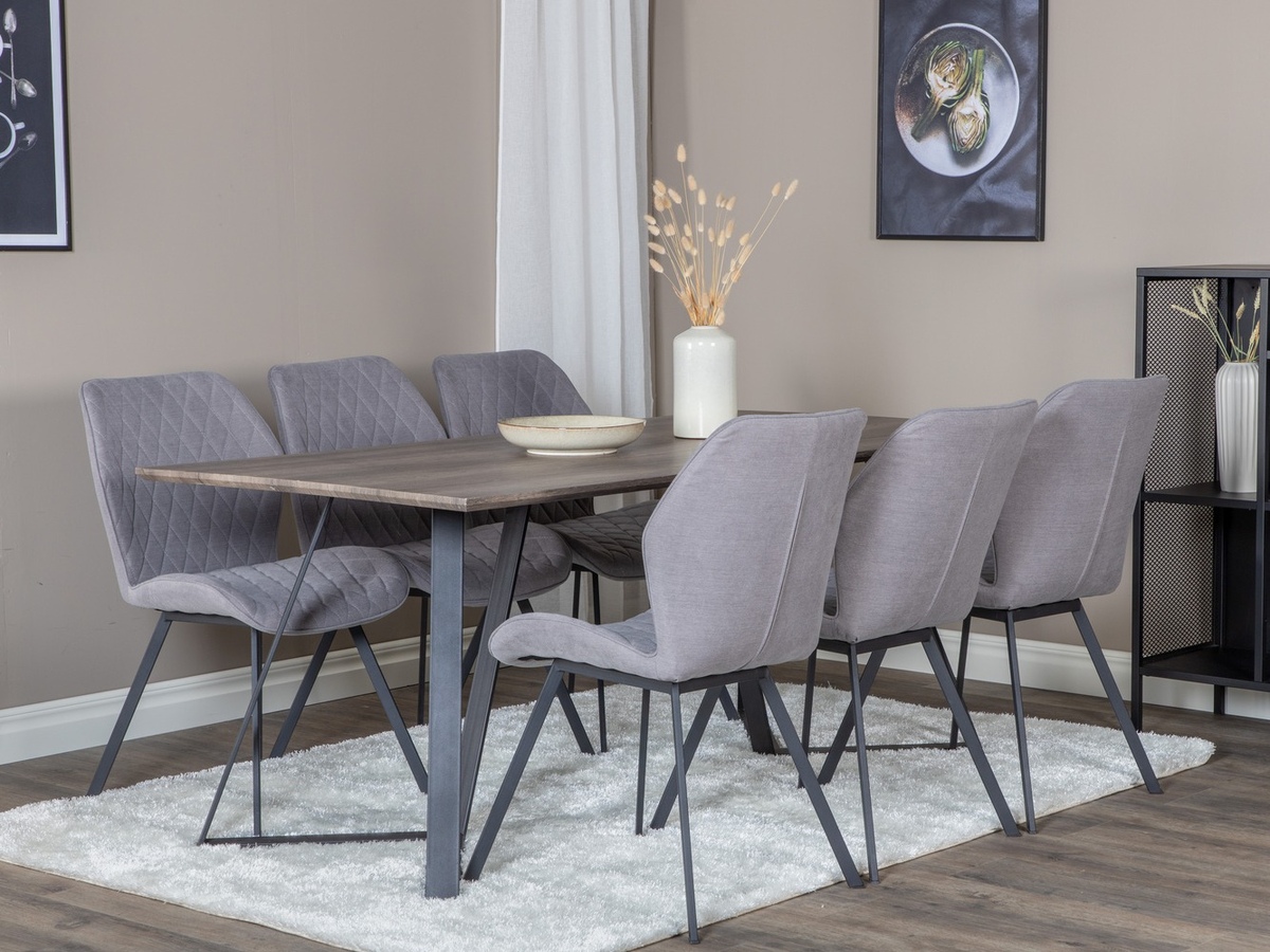 Salle à manger complète Dallas 1359 (Gris + Noir)