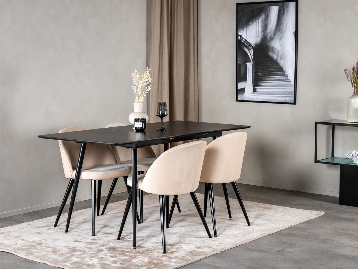 Salle à manger complète Dallas 1521 (Beige + Noir)