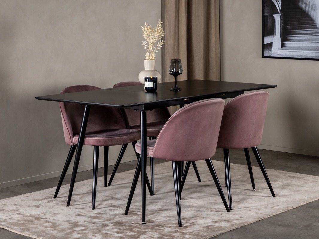 Salle à manger complète Dallas 1521 (Rose + Noir)