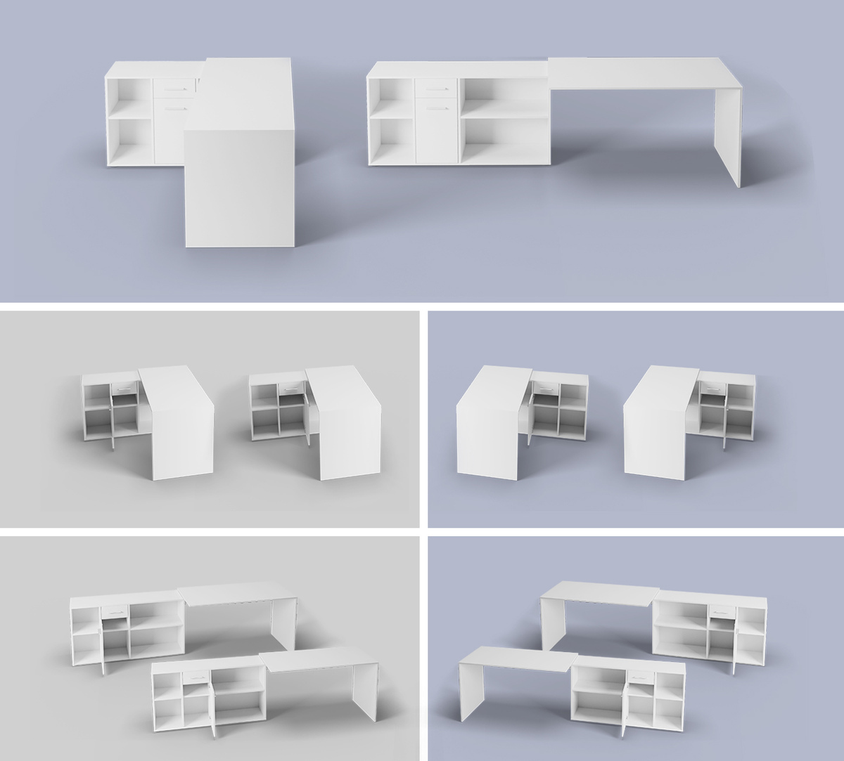 Bureau d'angle Bristol 122 (Béton + Blanc)