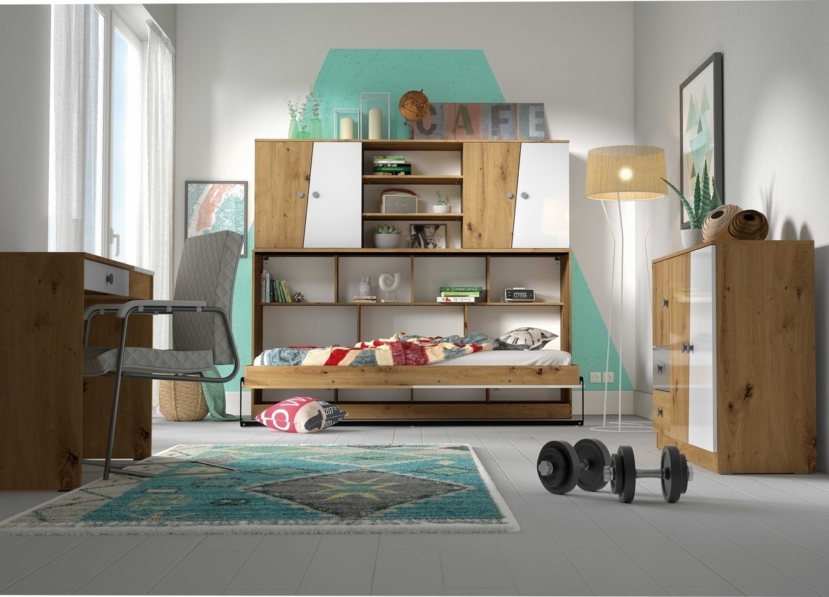 Armoire murale Mirelbu 115 (Chêne Artisan + Blanc)