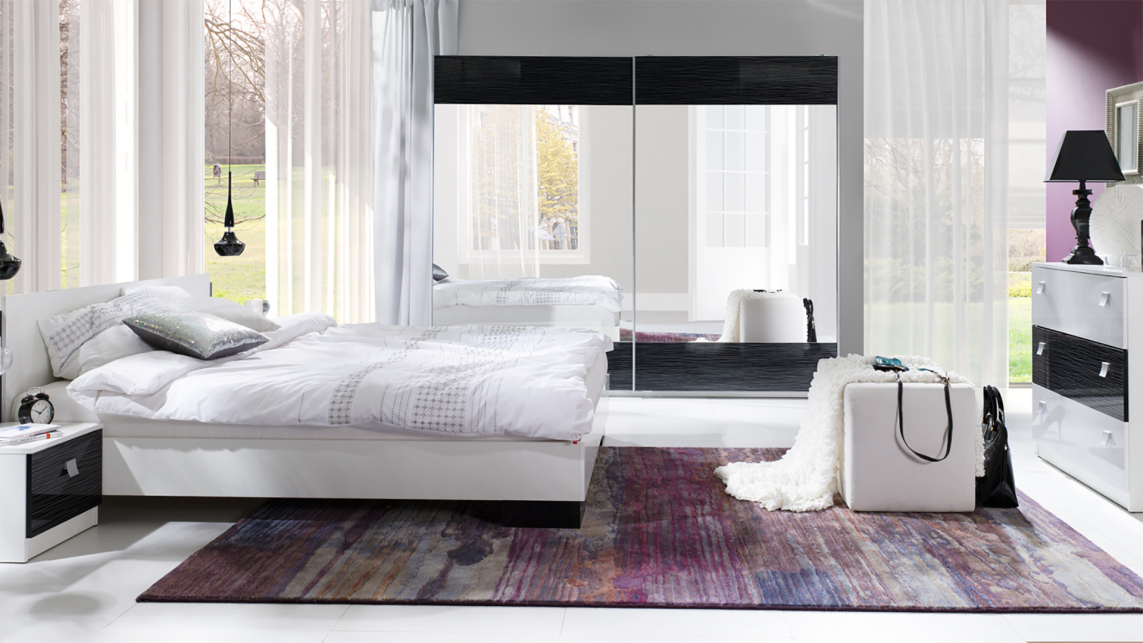 Table de chevet Murrieta 111 (Blanc brillant + Noir brillant)