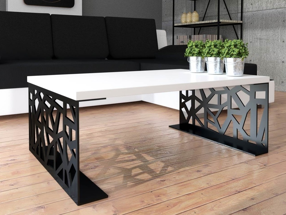 Table basse Germantown 101 (Noir mat + Blanc brillant)