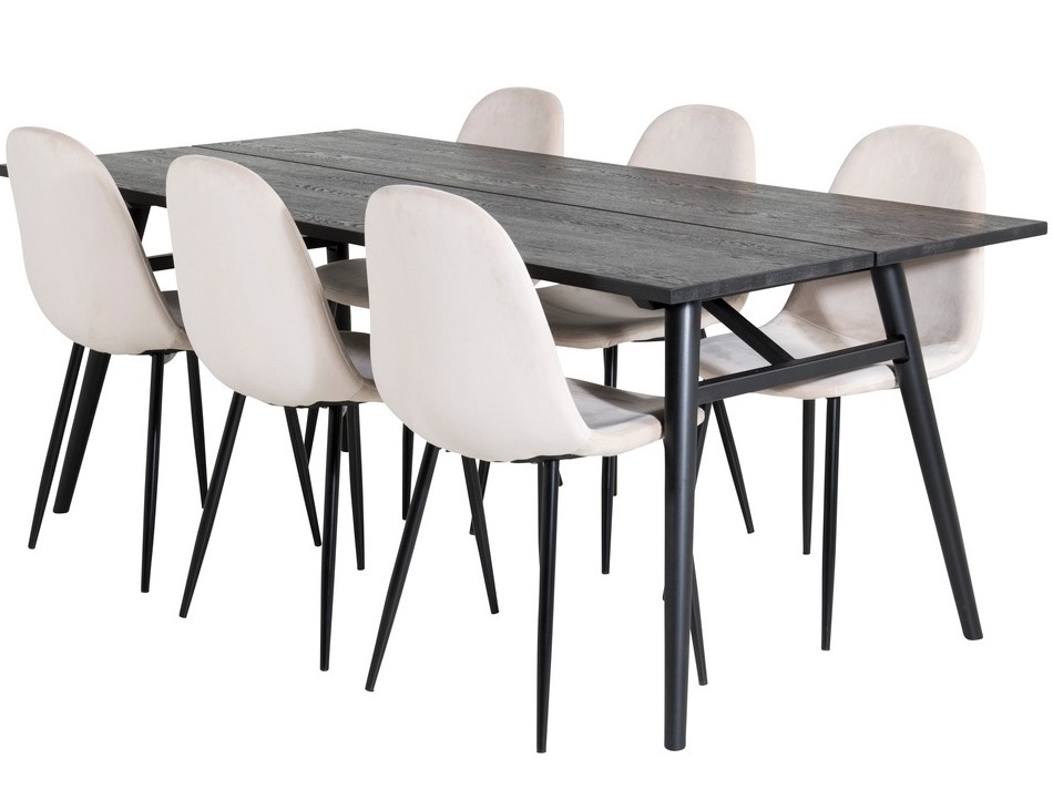 Salle à manger complète Dallas 1786 (Beige + Noir)