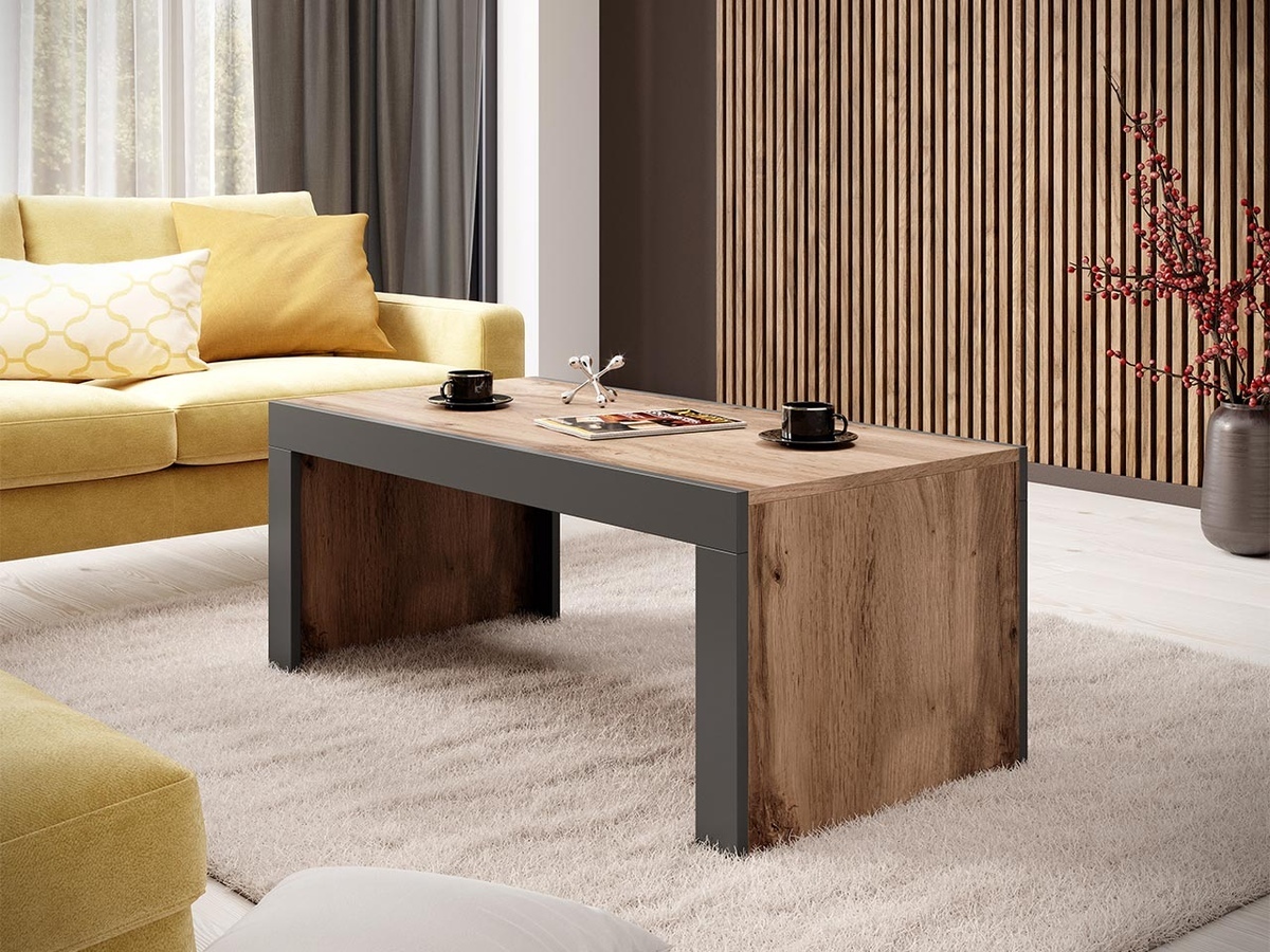 Table basse Charlotte 146 (Chêne wotan + Anthracite)