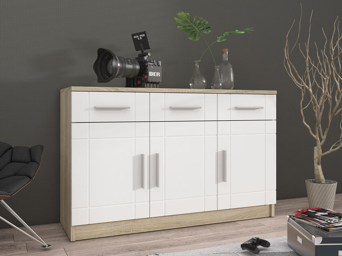 Commode Bacces I (Sonoma chêne + Blanc)