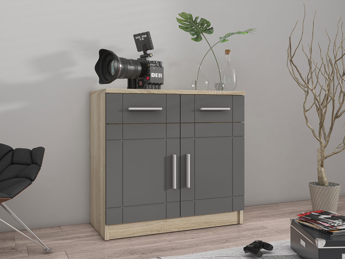 Commode Bacces (Sonoma chêne + Graphite)