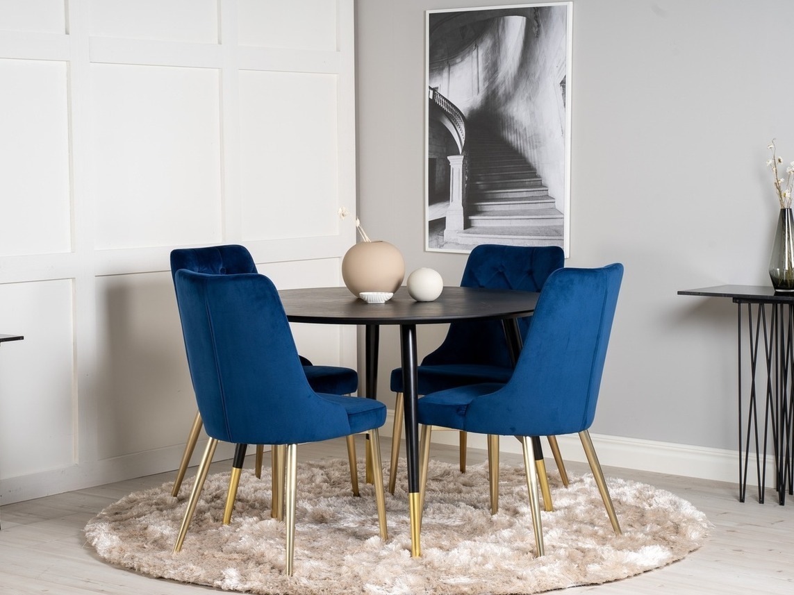 Salle à manger complète Dallas 1178 (Bleu + Doré)