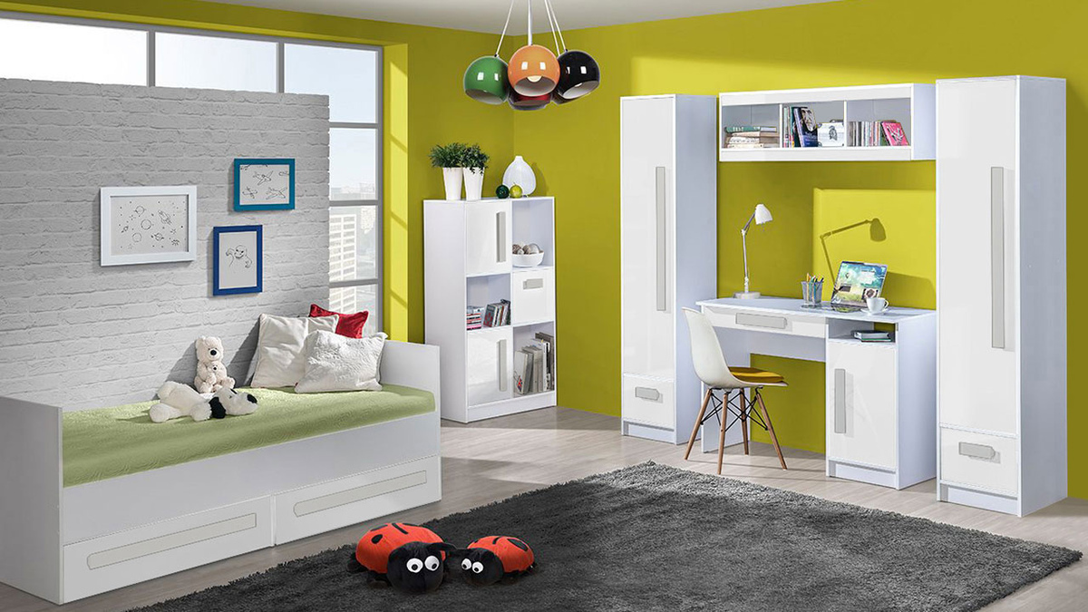 Étagère murale Merevari 106 (Blanc + Brillant Turquoise)