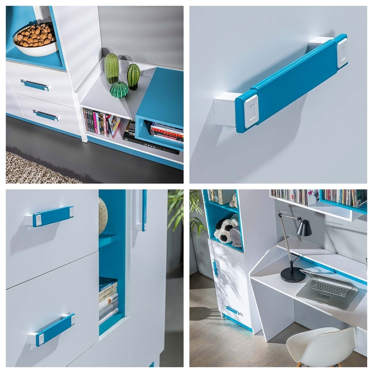 Commode Sorviru 101 (Blanc + Turquoise)