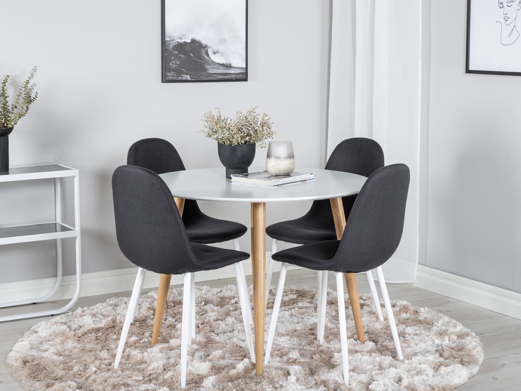 Salle à manger complète Dallas 291 (Noir + Blanc)