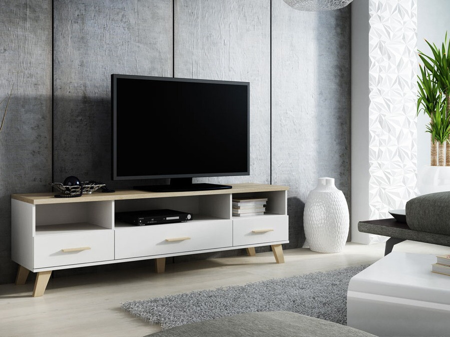 Meuble TV Larfloi 109 (Blanc + Sonoma chêne)