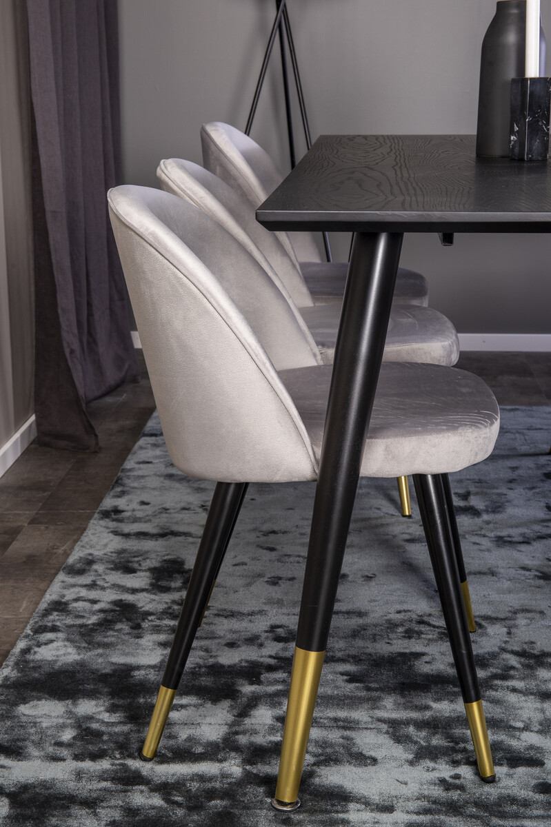 Salle à manger complète Dallas 346 (Gris + Noir)
