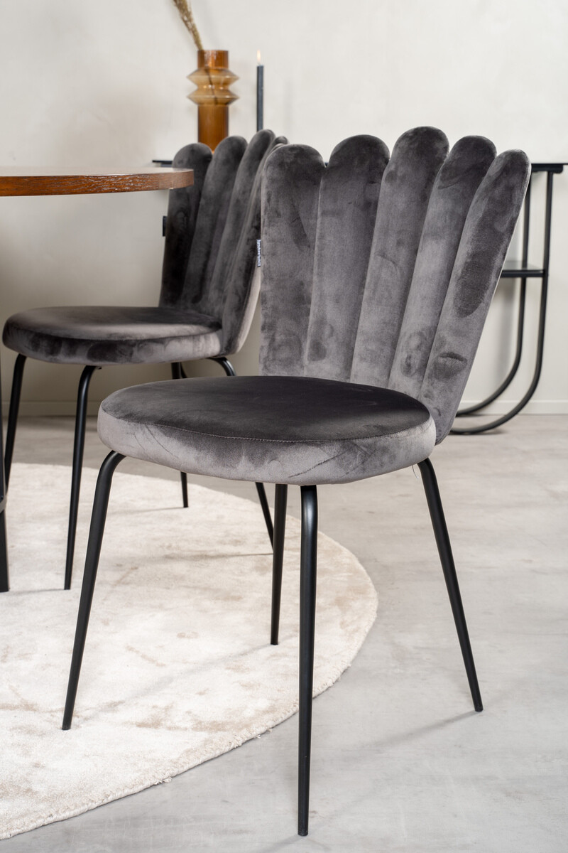 Salle à manger complète Dallas 315 (Gris + Noir)