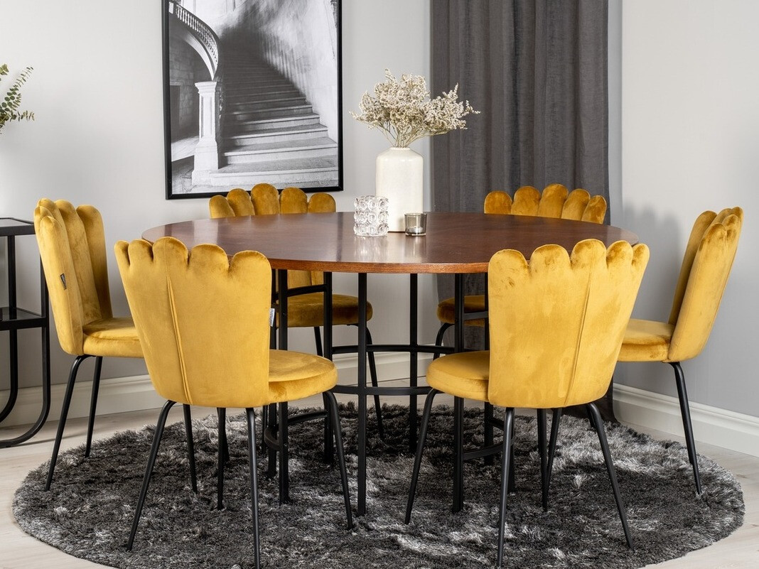 Salle à manger complète Dallas 315 (Jaune + Noir)