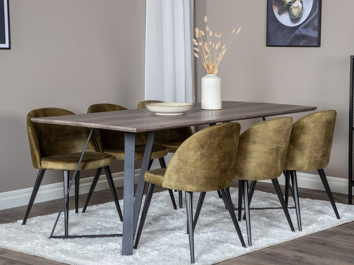 Salle à manger complète Dallas 340 (Vert poussiéreux + Noir)