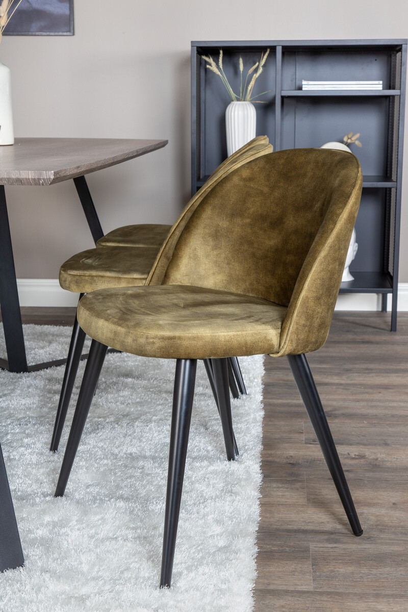 Salle à manger complète Dallas 340 (Vert poussiéreux + Noir)